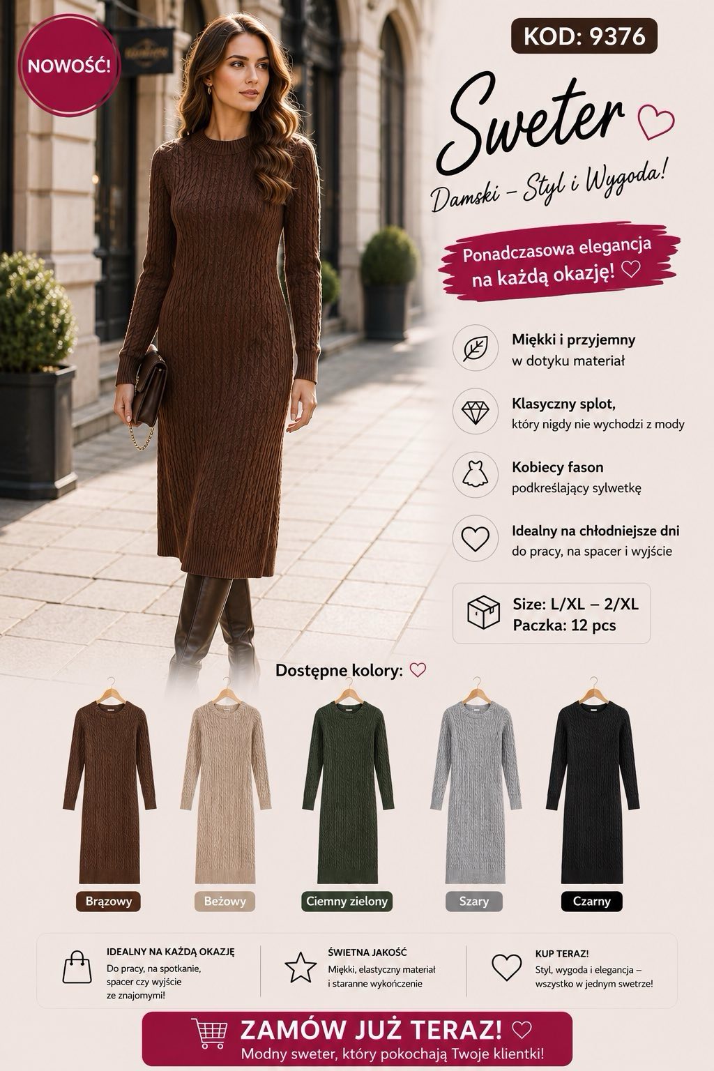 Sukienka Sweter Damska