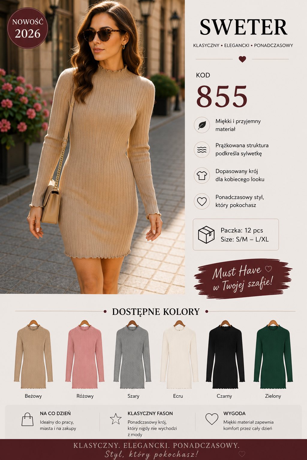 Sukienka Sweter Damska
