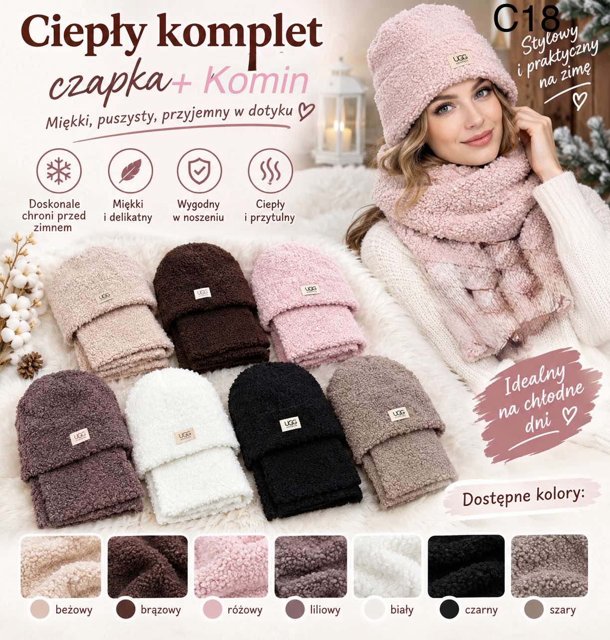 Komplet Czapka Damska