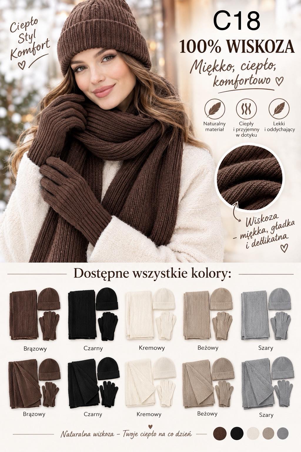 Komplet Czapka Damska