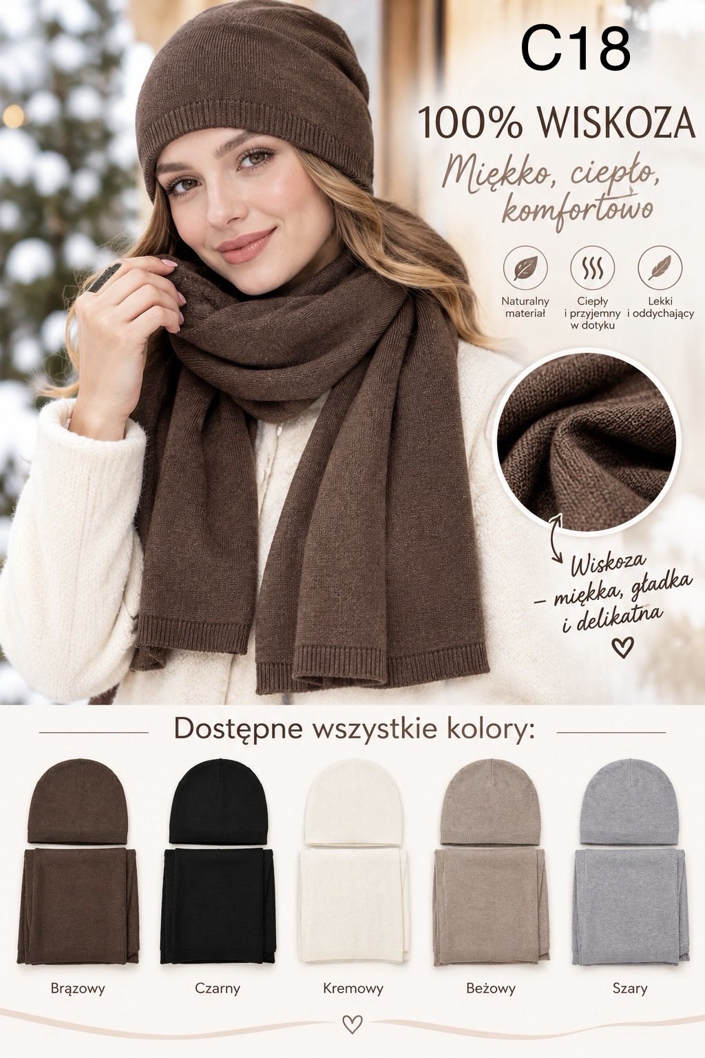 Komplet Czapka Damska