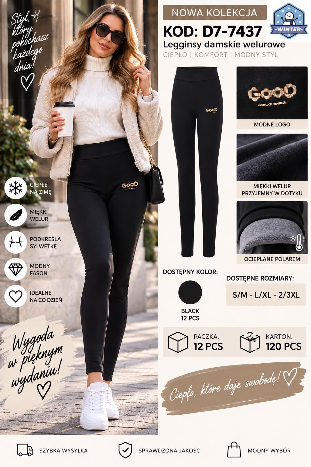 Legginsy Ocieplane Damska