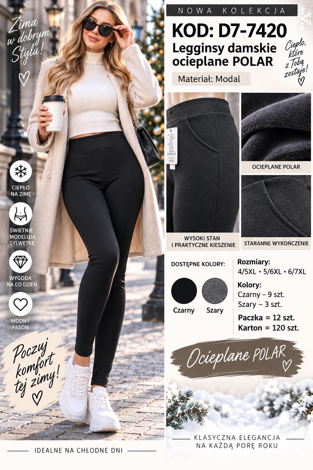 Legginsy Ocieplane Damska