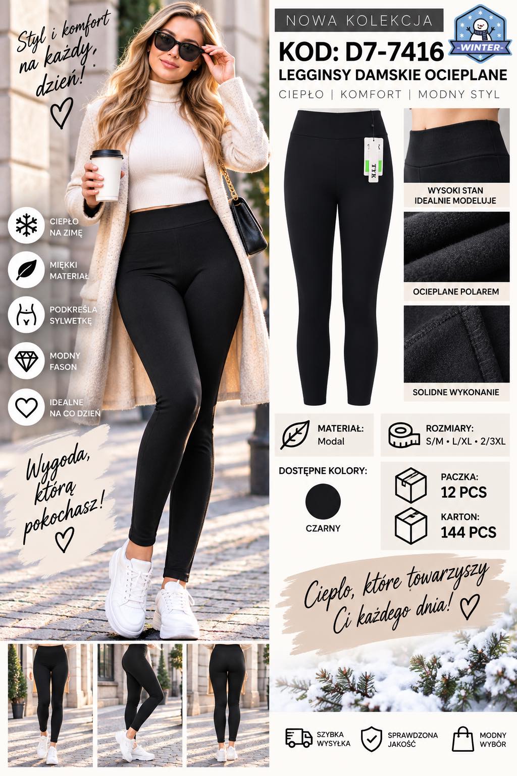 Legginsy Ocieplane Damska
