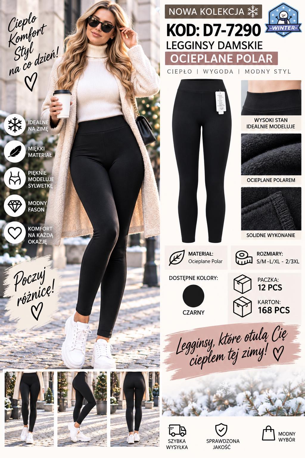 Legginsy Ocieplane Damska