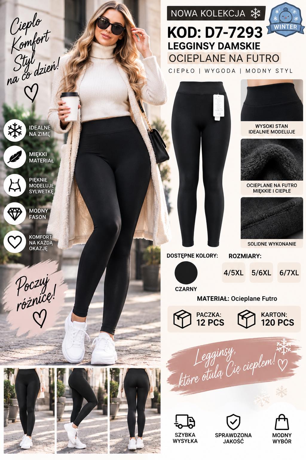 Legginsy Ocieplane Damska