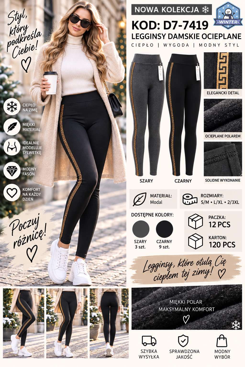 Legginsy Ocieplane Damska