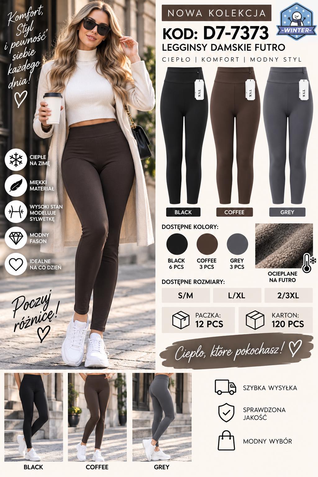 Legginsy Ocieplane Damska