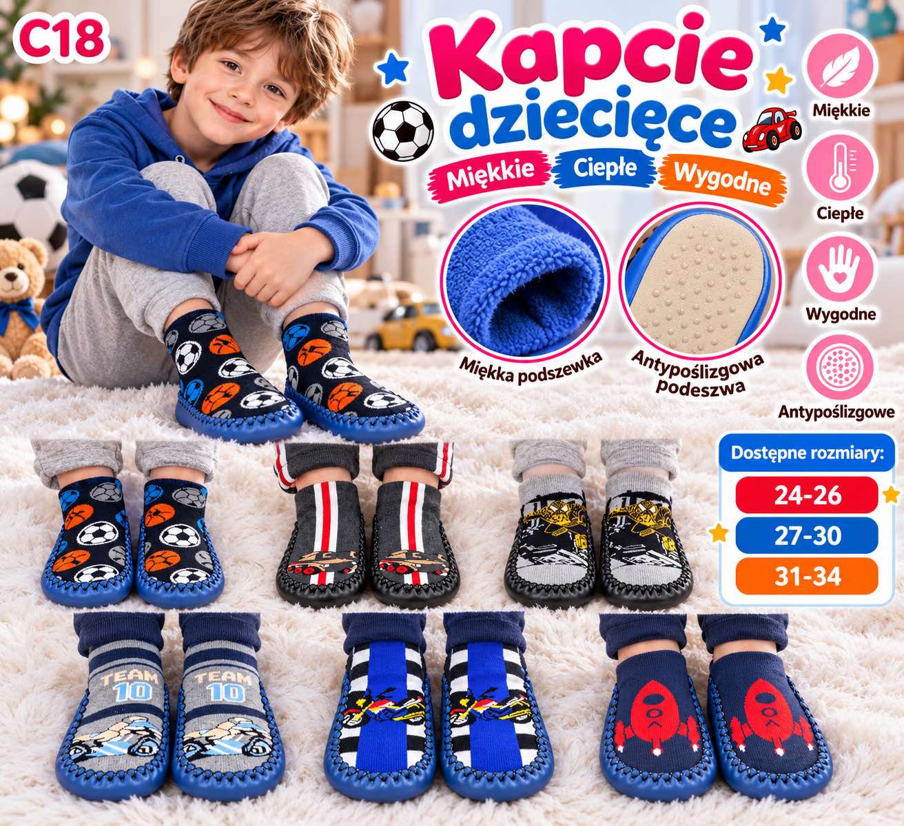 Skarpetka Kapcie Dzieci