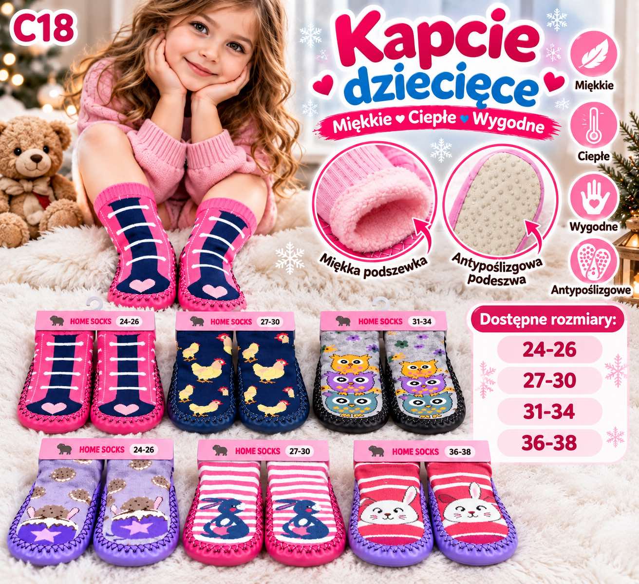 Skarpetka Kapcie Dzieci