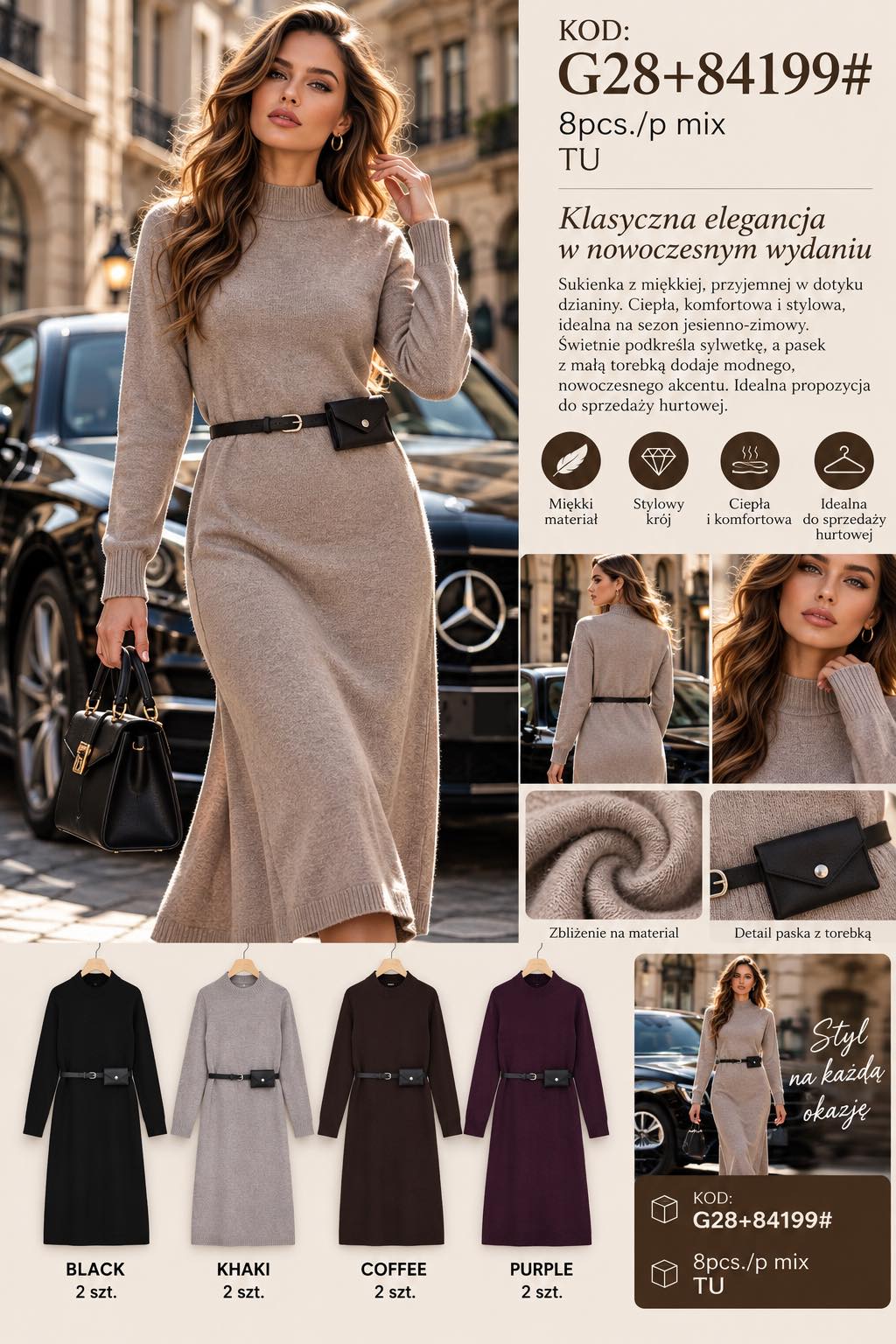 Sukienka Sweter Damska