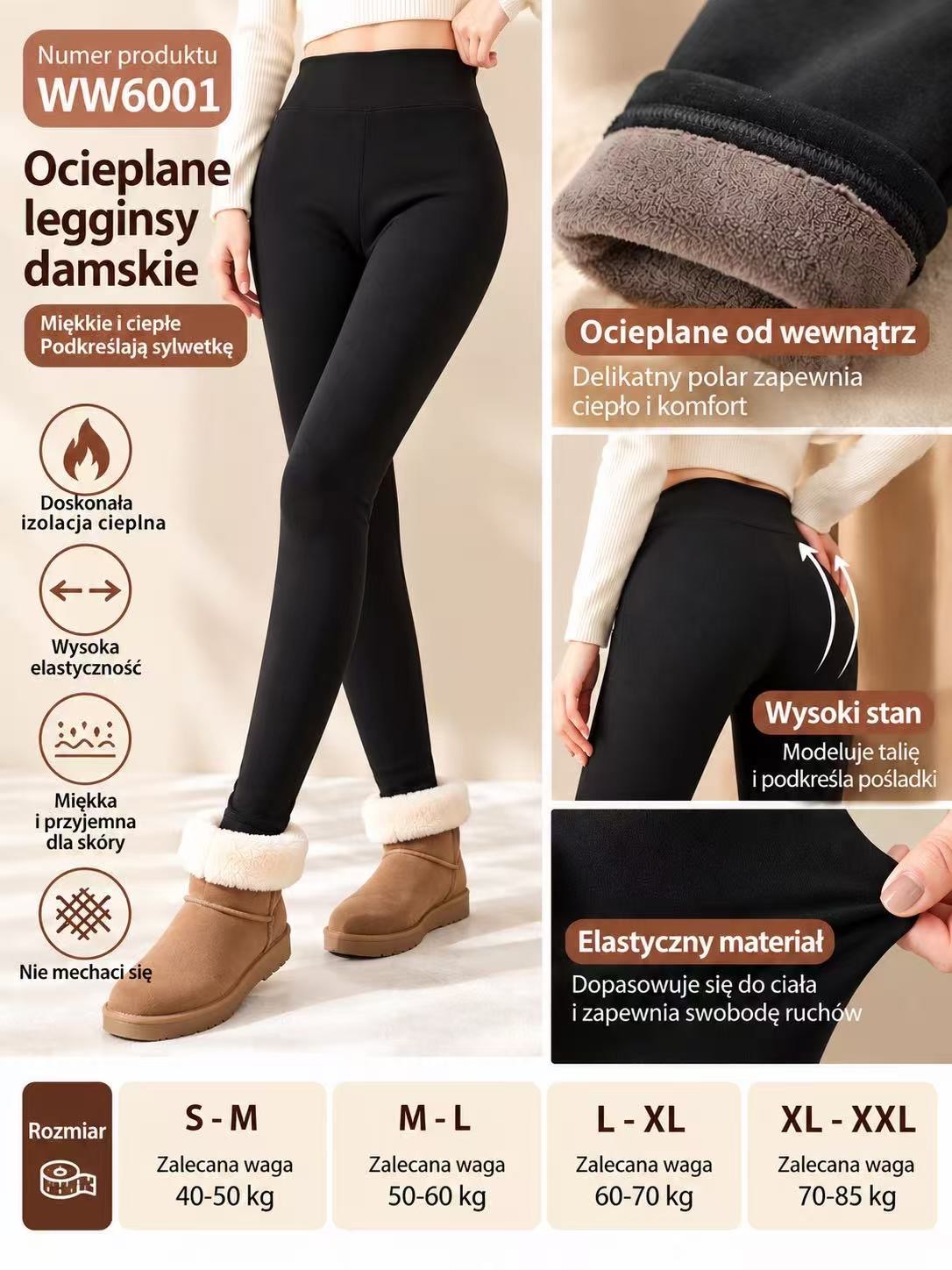 Legginsy Ocieplane Damska