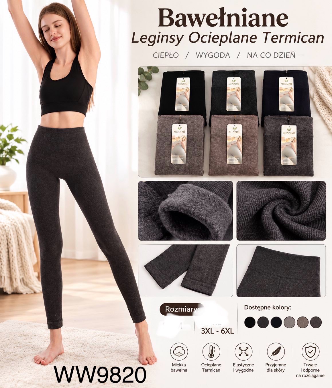 Legginsy Ocieplane Damska