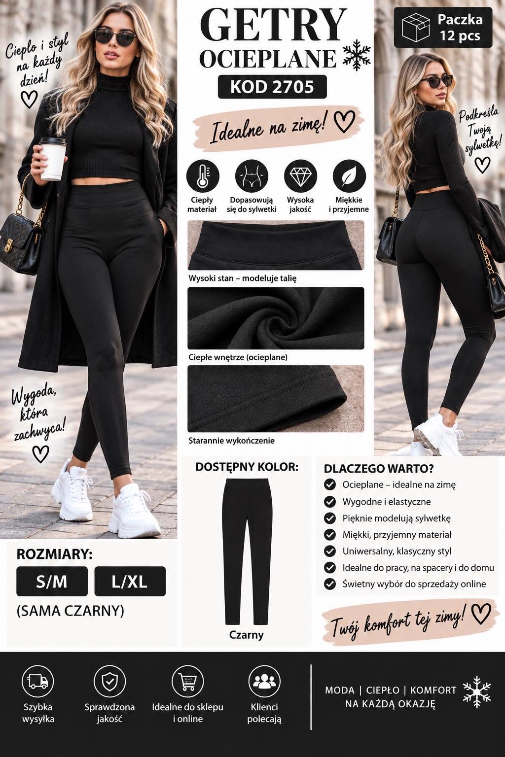 Legginsy Ocieplane Damska