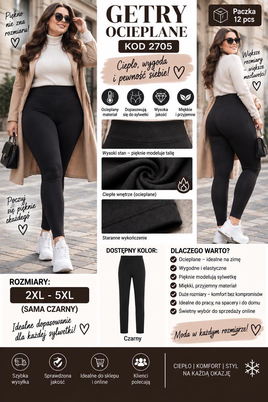 Legginsy Ocieplane Damska