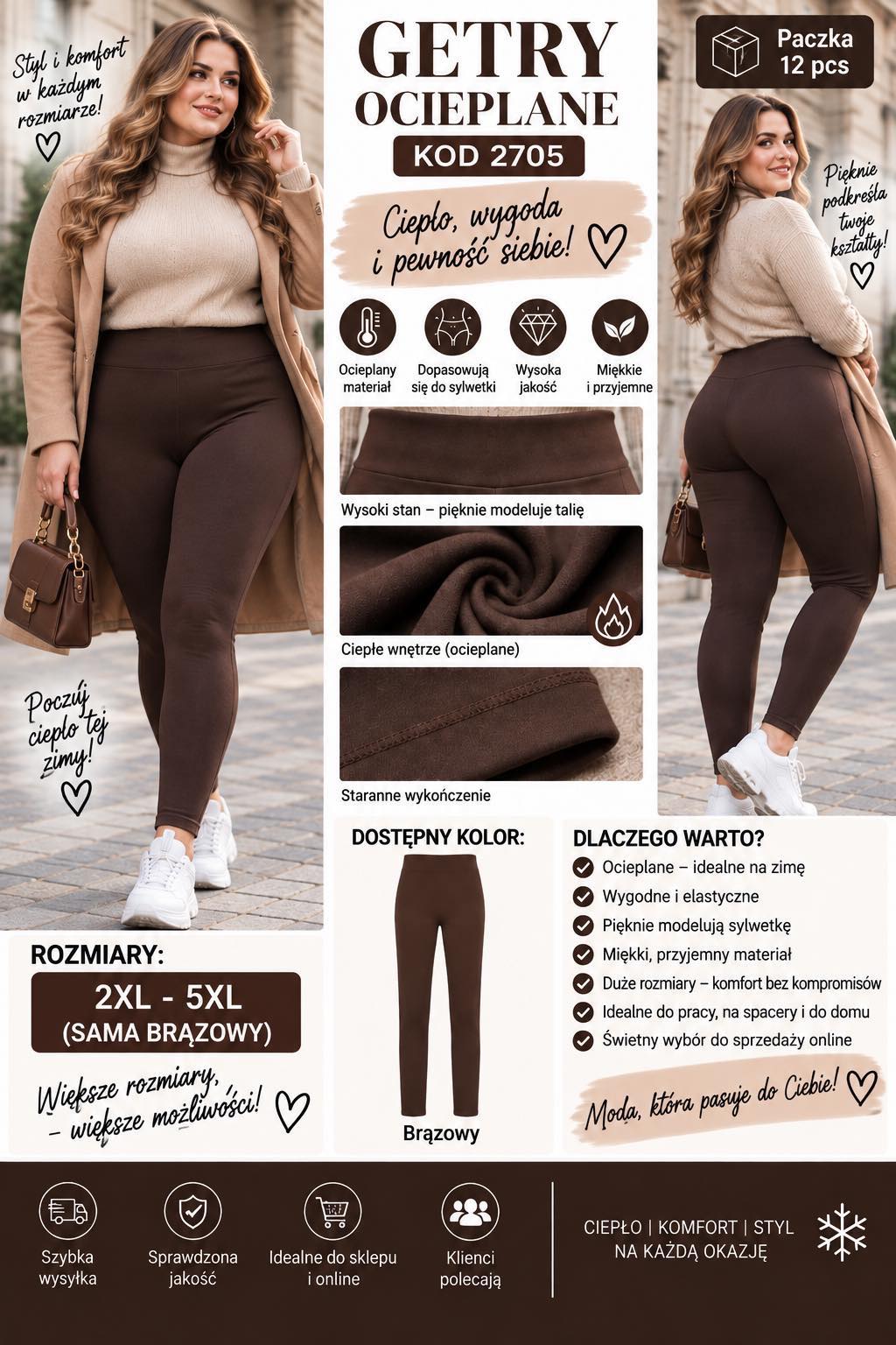 Legginsy Ocieplane Damska