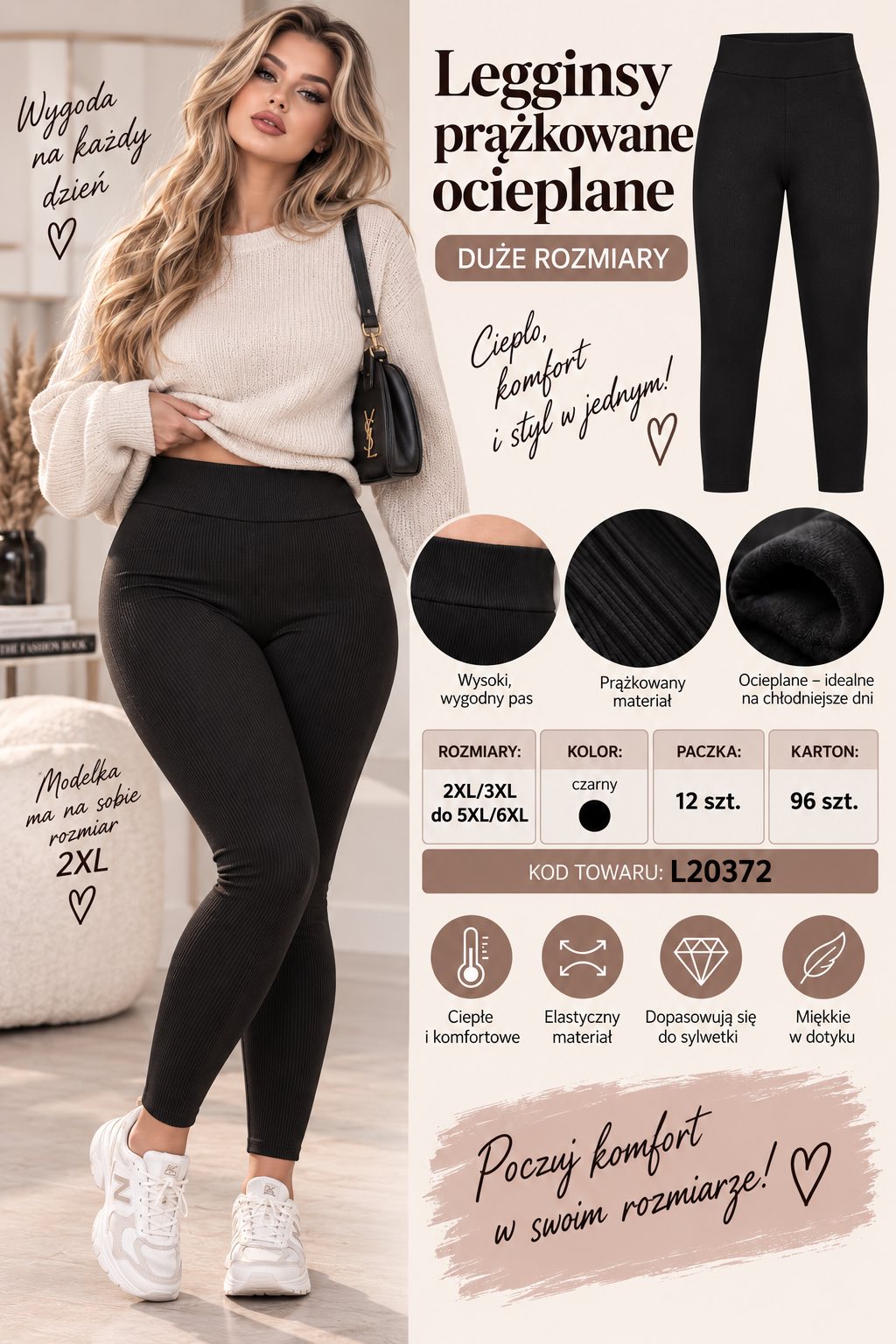 Legginsy Ocieplane Damska
