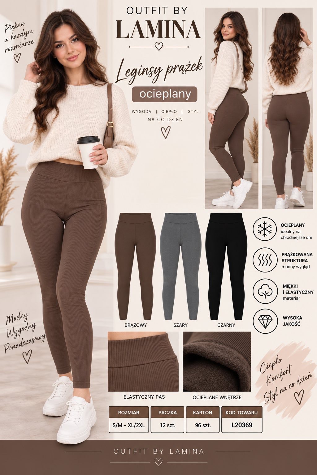 Legginsy Ocieplane Damska